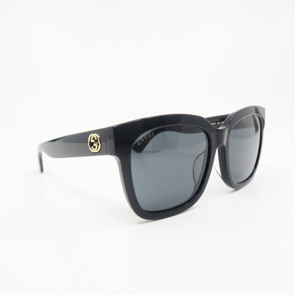 Gucci GG0034SAN 001 55mm Black Oversized Square New Women's Sunglasses.